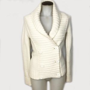 TNA Cream Double Breasted Cardigan Lambswool/Angora Sweater 🌻💚